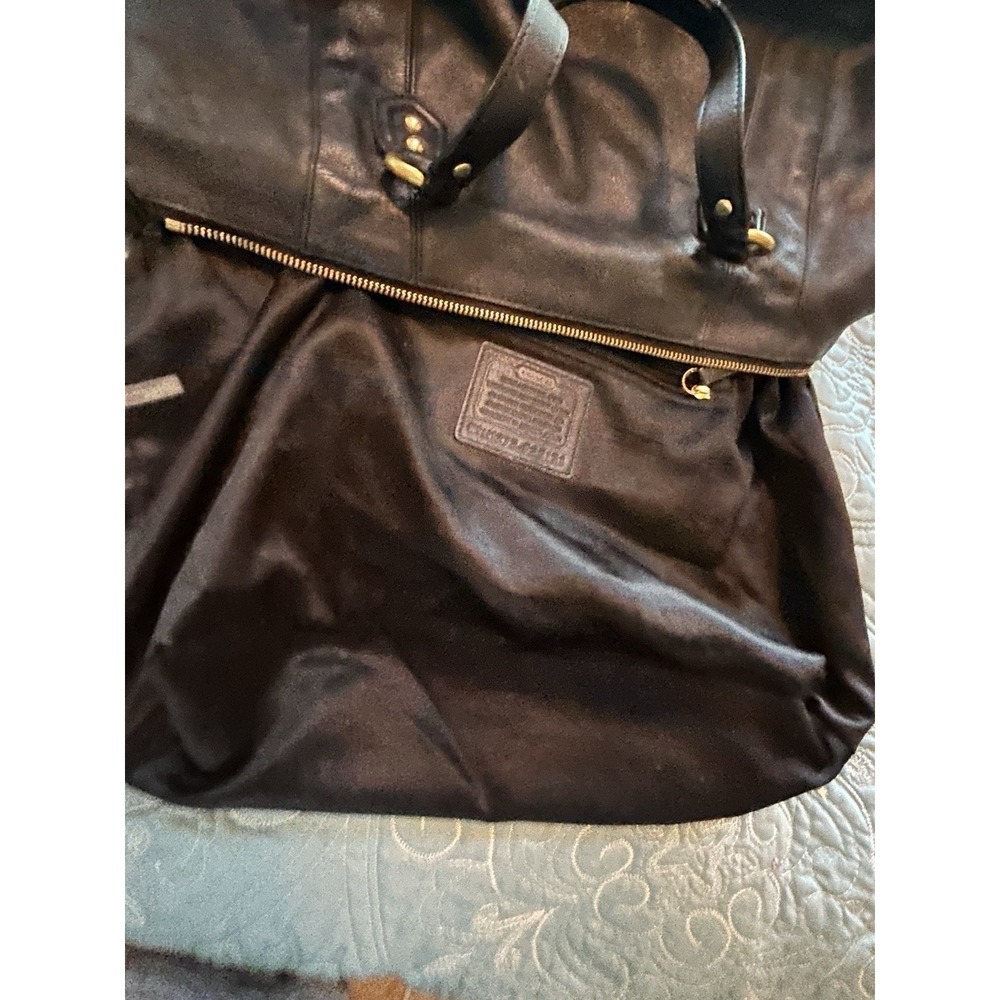 Coach Campbell Buckle Hobo Black Leather Shoulder Bag  Brass Hardware - Picture 7 of 14